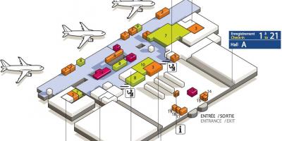 Karta Charles-de-Gaulle, terminal 3 zračne luke