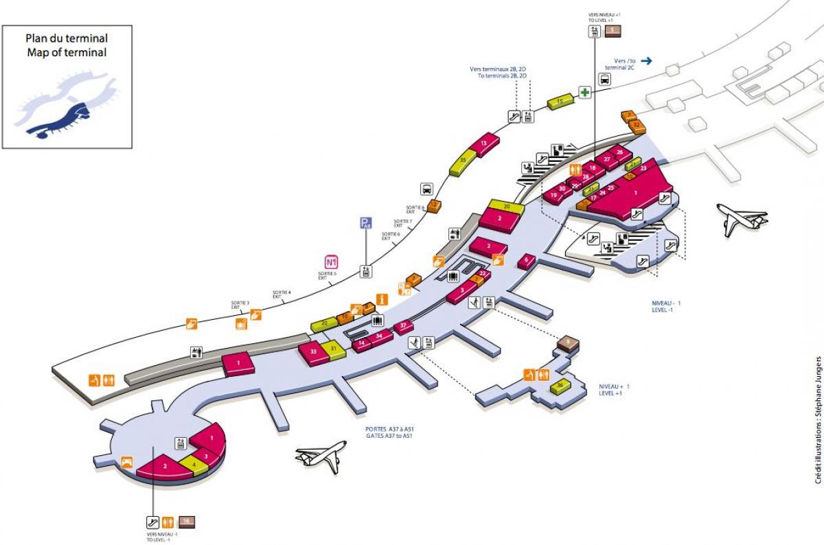 Karta Cdg terminal zračne luke 2A