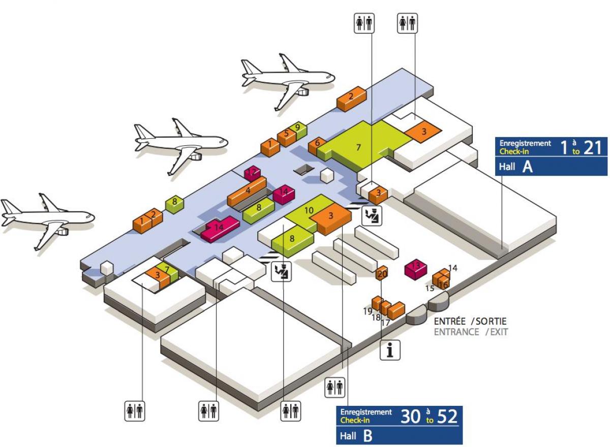 Karta Charles-de-Gaulle, terminal 3 zračne luke