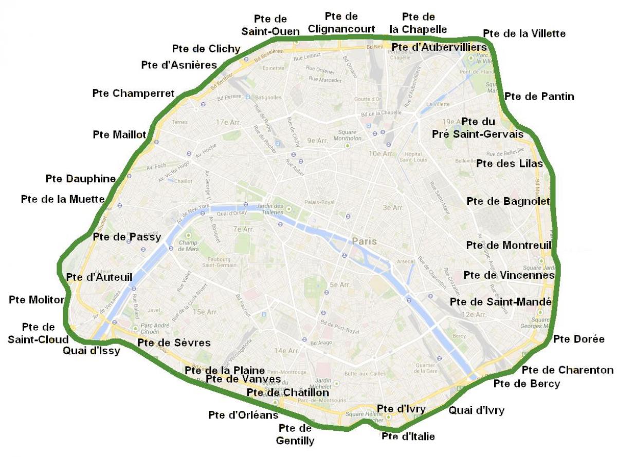 Karta gradskim vratima Pariza