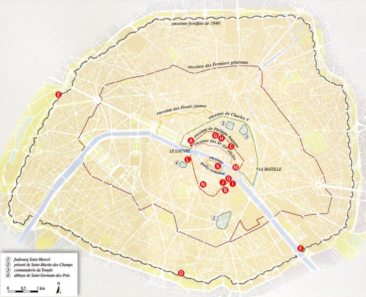 Karta gradske zidine Pariza