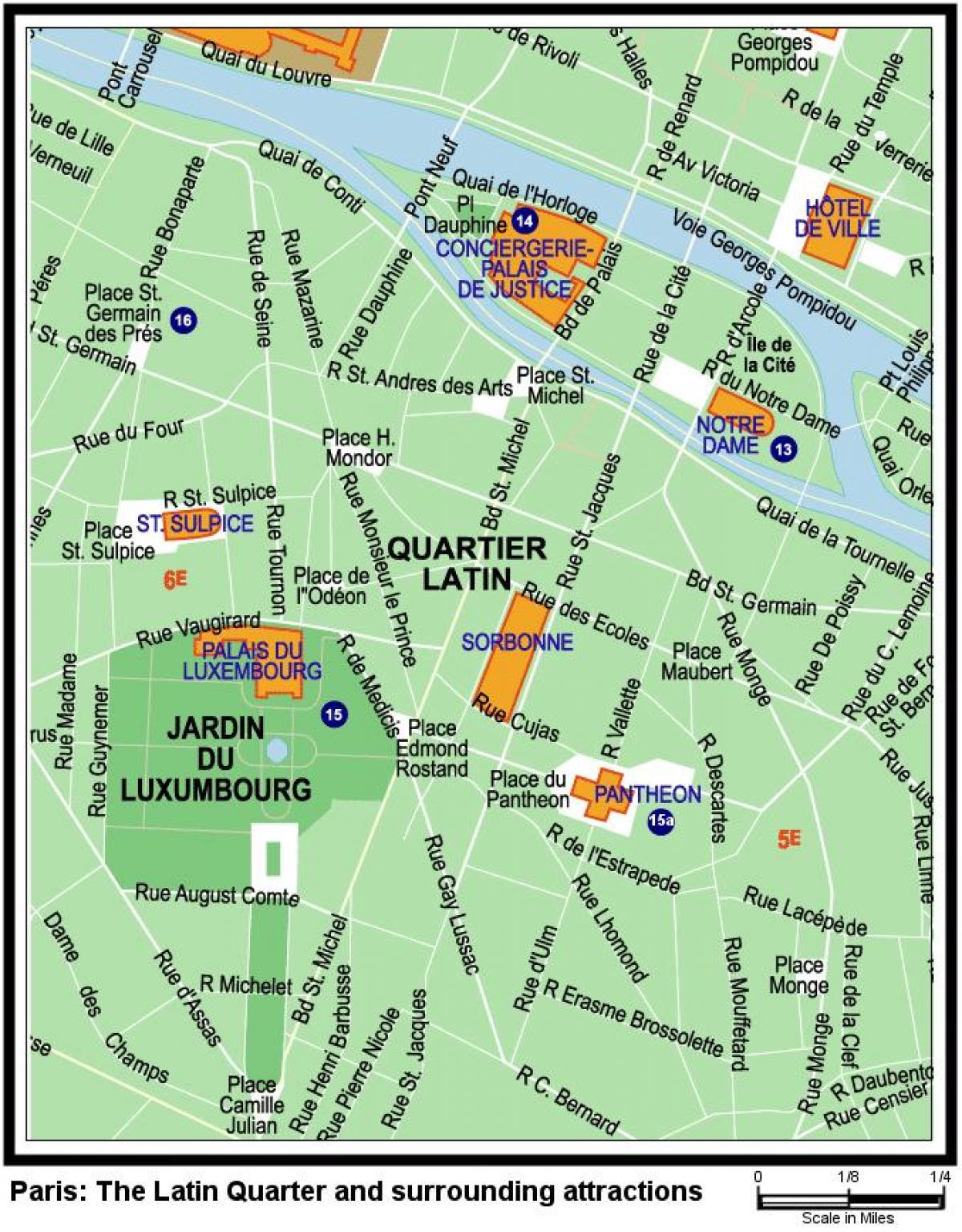 Karta latinske četvrti u Parizu