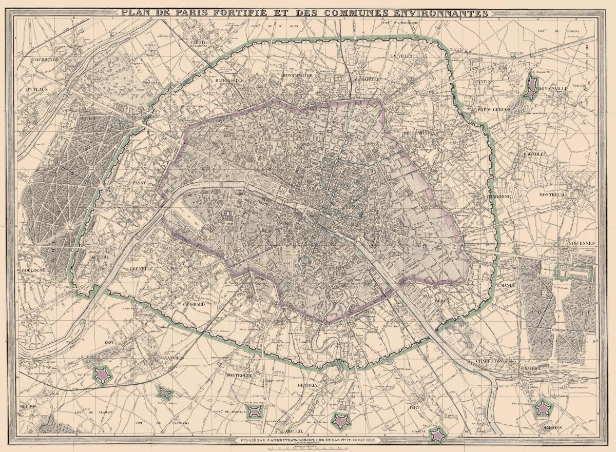 Karta Pariza 1850