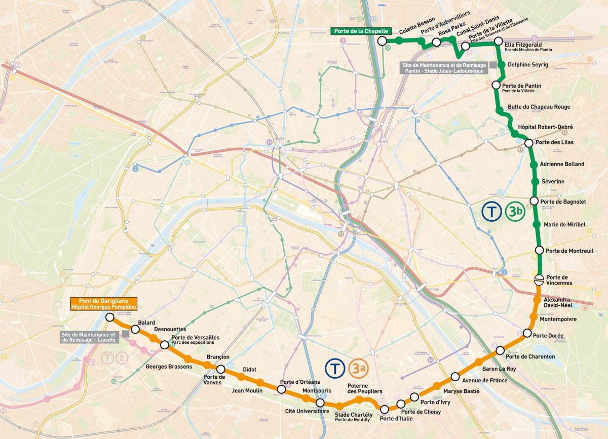 Karta Pariza tramvaji