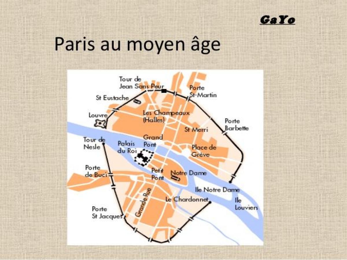 Karta Pariza u Srednjem vijeku