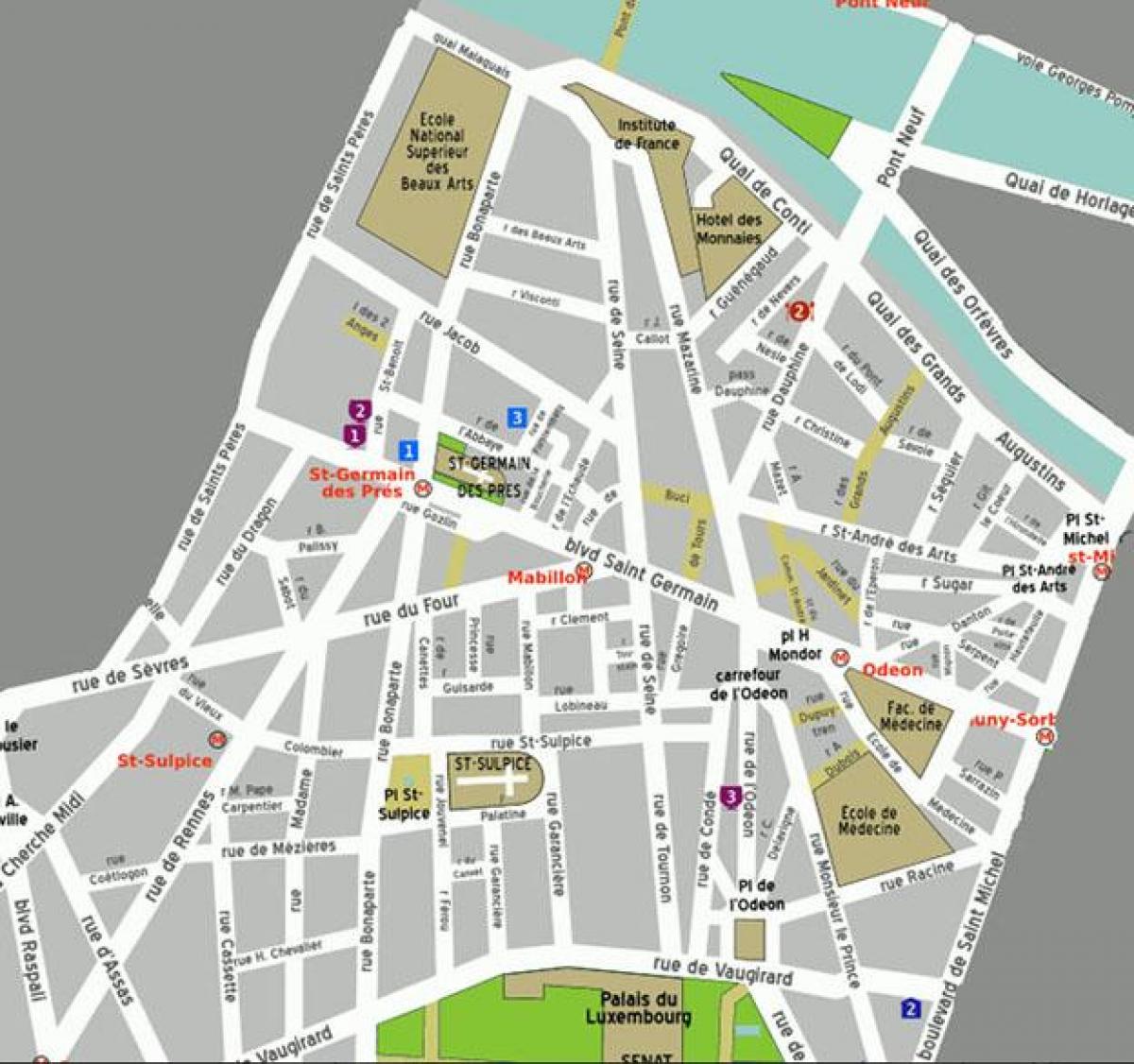 Karta četvrti Saint-Germain-des-prés