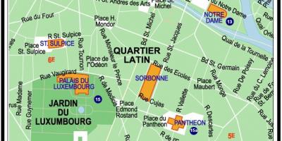 Karta latinske četvrti u Parizu