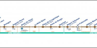 Karta Pariza tramvaj T7